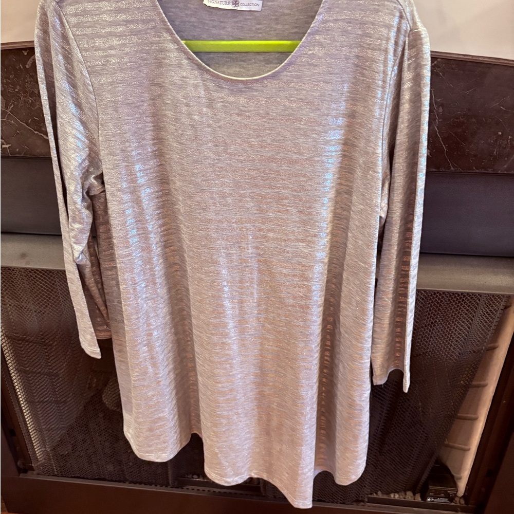 Women’s shimmer striped long sleeve top from the brand signature Collection